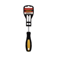 Professional 6-inch flat head screwdriver with a black and yellow handle