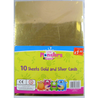 LITTLE MONSTERS 10 SHEETS GOLD & SILVER CARDS