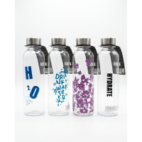 Assorted Printed Glass Water Bottles