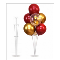 Balloon stand with eleven holders for balloon bouquets.