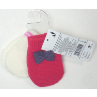 Two pack of red and white baby mittens