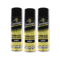 Greed air freshener sanitiser spray can