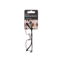 Sleek rectangle metal reading glasses with +1.00 magnification