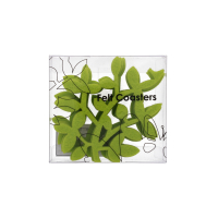 Green felt drinks coasters for protecting surfaces