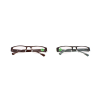 Half-rim slim rectangle reading glasses with +2.50 strength.