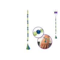 Dyed glass beads strands with sweet pea tassel