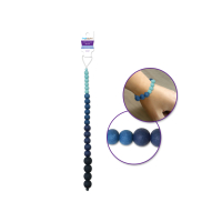 Dyed glass beads in various blue shades on an 18 cm strand