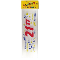 Happy 21st Birthday white banner with included card