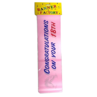 CONGRATULATIONS ON YOUR 18TH PINK BANNER WITH CARD