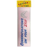 CONGRATULATIONS ON YOUR 21TH PINK BANNER WITH CARD