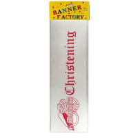 Baby Christening Banner White & Pink with Card