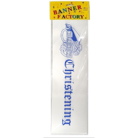 Baby Christening Banner White and Blue with Card