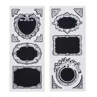 Chalkboard label stickers with silver frame medley design