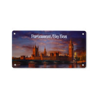 Tin plate wall sign featuring Parliament and Big Ben