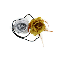 Hair band with gold and silver artificial flower detail