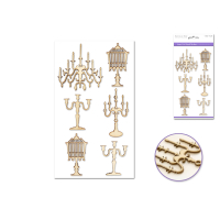 Laser-cut wood sticker candelabra for home decoration