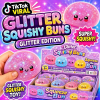 Cute Glittery Squishy Bun Toy For Stress Relief