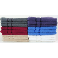 Assorted premium hand towels in a stack