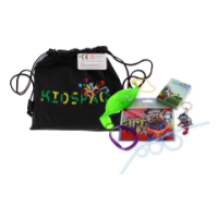 Kids’ Toy Bag containing a puzzle, balloon, and treats