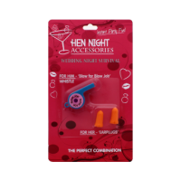 Hen night accessories, whistle and earplugs set