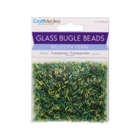 Green glass bugle beads for crafts