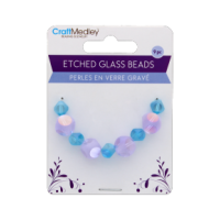 Etched Glass Beads Elegant 9 Pcs
