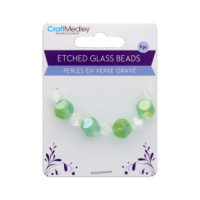 Etched Glass Beads Verdi 9 pc for jewellery making