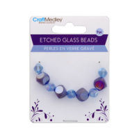 Etched glass beads regal design 9 pc