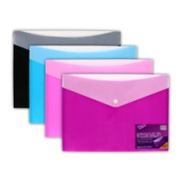 20 Pack A4 Plastic Button Wallet Double Pocket