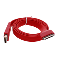 Red flat 1 metre cable for iPhone 4