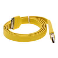 Yellow 1 metre flat USB cable for iPhone 4