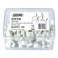 1mm Flat White Cable Clips Pack of 100 for Twin & Earth Wire