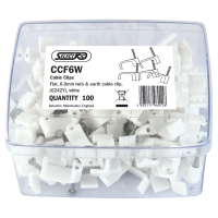 6.0mm Flat White Cable Clips for Twin & Earth Wire