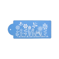 Cake decorating flower meadow stencil for baked goods