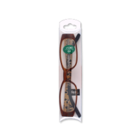 Stylish brown slim reading glasses with +1.50 magnification