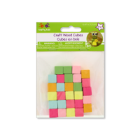 Pastel craft wood cubes, 12mm, 28 pieces