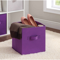 Purple fabric foldable storage cube box