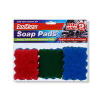 Pack of nine scouring pads with integrated foam.