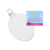 8cm Clear Glass Egg Ornament with Metal Hanger