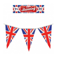 Union Jack triangle bunting with 25 British flags, 7m