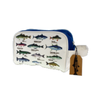 Wash bag with colourful fish identification design