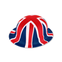 Union Jack Plastic Bowler Hat showing the British flag