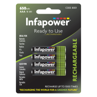 Pack of 4 AAA 650mAh ready to use batteries
