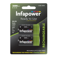 C Size 2500mAh Ni-Mh Rechargeable Batteries 2 Pack