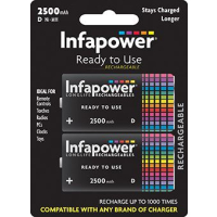 D Size 2500mAh Ni-Mh rechargeable battery 2 pack