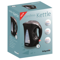 1.7L 2200W Gloss Black Cordless Kettle
