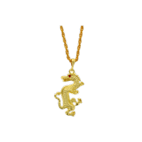 Dragon Gold & Red Gem Pendant Necklace 