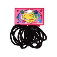 Set of 12 black elastic hair bands