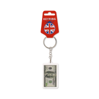 Union Jack keyring with US hundred dollar bill design