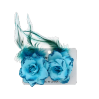 Blue Flower & Feather Hair Clip